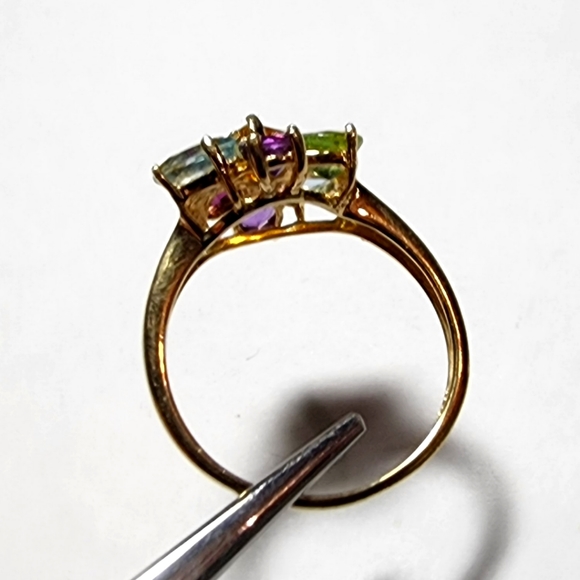 10 K Gold Multi Color Gemstone Ring size 8 - Picture 5 of 7
